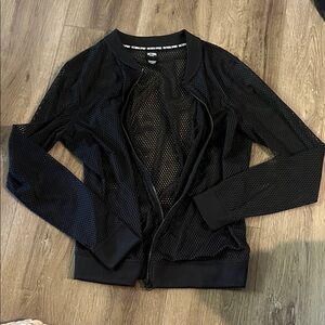 Black Mesh Zip-Up Jacket